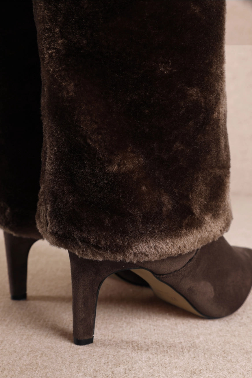 RARA Boutique fur boots in a cozy mid-calf style with soft textured lining