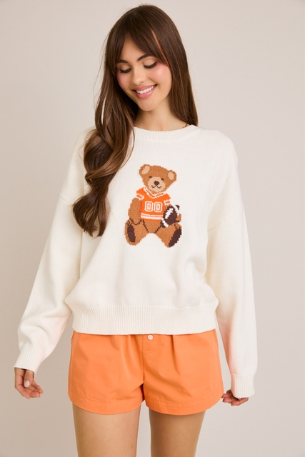 Long Sleeve Football Teddy Bear Sweater - Le Lis - RARA Boutique 