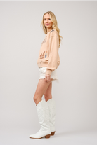 Embroidered Western Cowgirl Graphic Pullover Sweatshirt - Blue B - RARA Boutique 