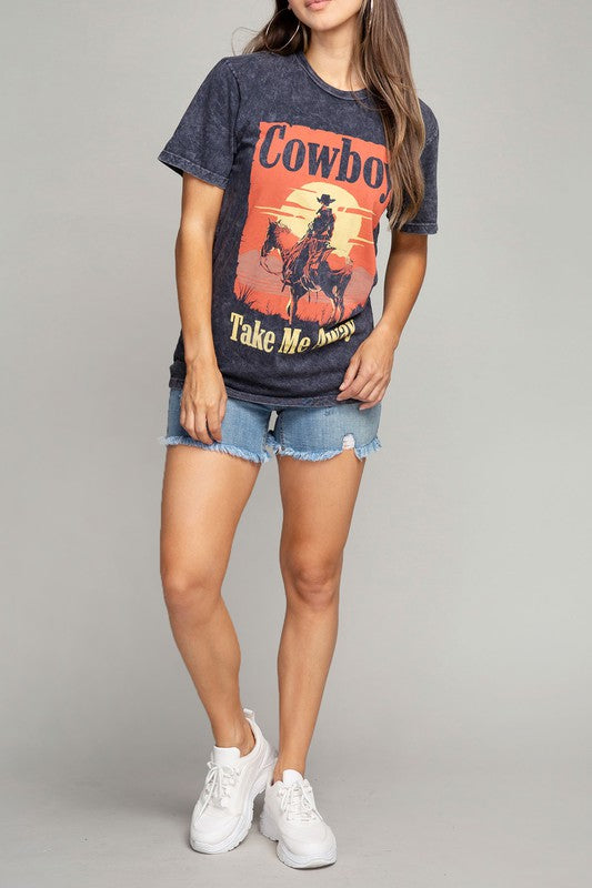 Cowboy Take Me Away Graphic Top - Rara Boutique 