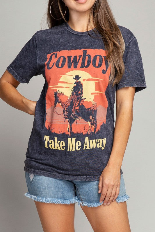 Cowboy Take Me Away Graphic Top - Rara Boutique 