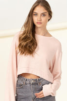 Drop-Shoulder Cropped Sweatshirt- HYFVE - RARA Boutique 