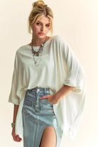 Oversized Drop Shoulder Batwing Sleeve T-Shirt - Davi and Dani - RARA Boutique 