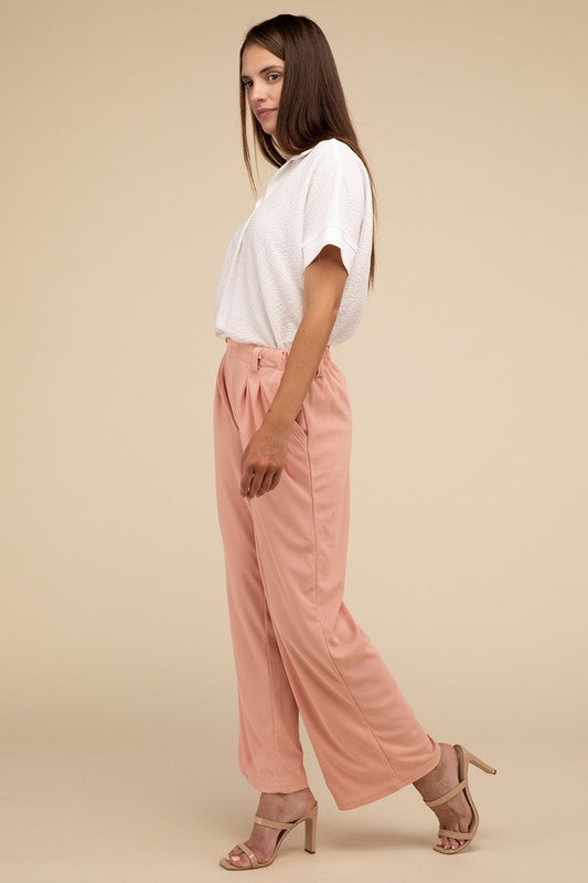 Waffle Trouser Pants with Pockets - RARA Boutique 