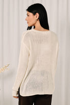Lightweight navy long sleeve sweater with round neckline and "Martini Please" print by Sunday Edition LE LIS, casual and stylish.