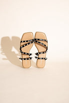 Strappy Stud Flat Slides Sandals - RARA Boutique 