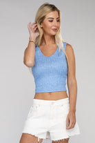 Ribbed Scoop Neck Cropped Sleeveless Top - RARA Boutique 