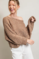 Dolman Sleeve Boat Neck Sweater - RARA Boutique 