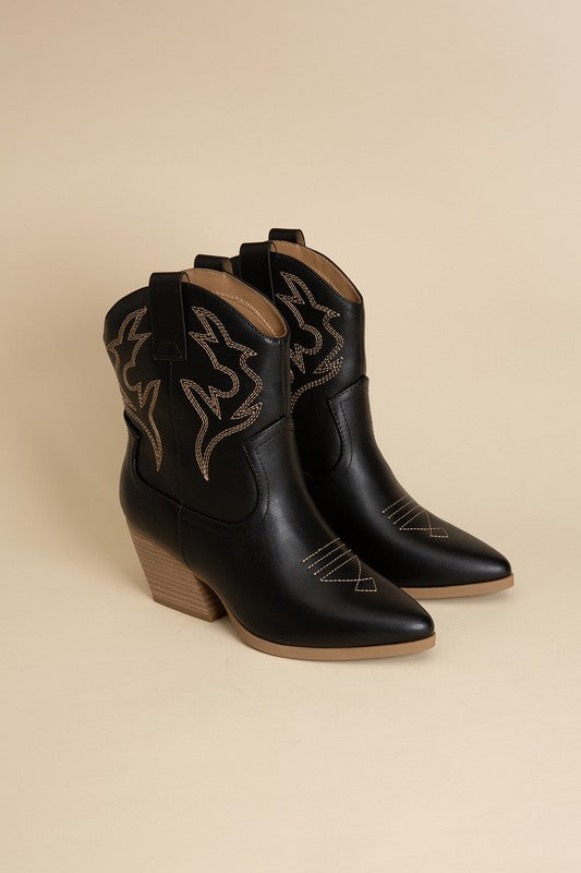 Pointed Toe Western Booties - RARA Boutique 