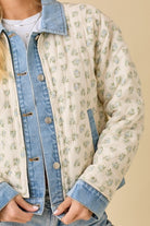 Floral Print Quilted Denim Jacket - Main Strip - RARA Boutique 