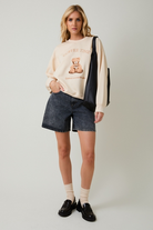 Coffee Time Teddy Bear Embroidered Crewneck Sweatshirt - Sunday Edition - RARA Boutique 