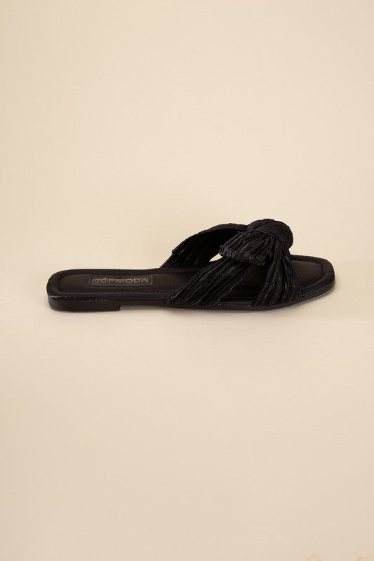 Bow Flat Slides Sandals - RARA Boutique 