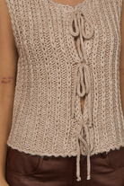 Round Neck Front Tie Chunky Sweater Vest - Le Lis - RARA Boutique 