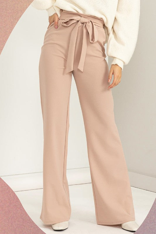 High Waisted Tie Front Flared Pants- HYFIVE - RARA Boutique 