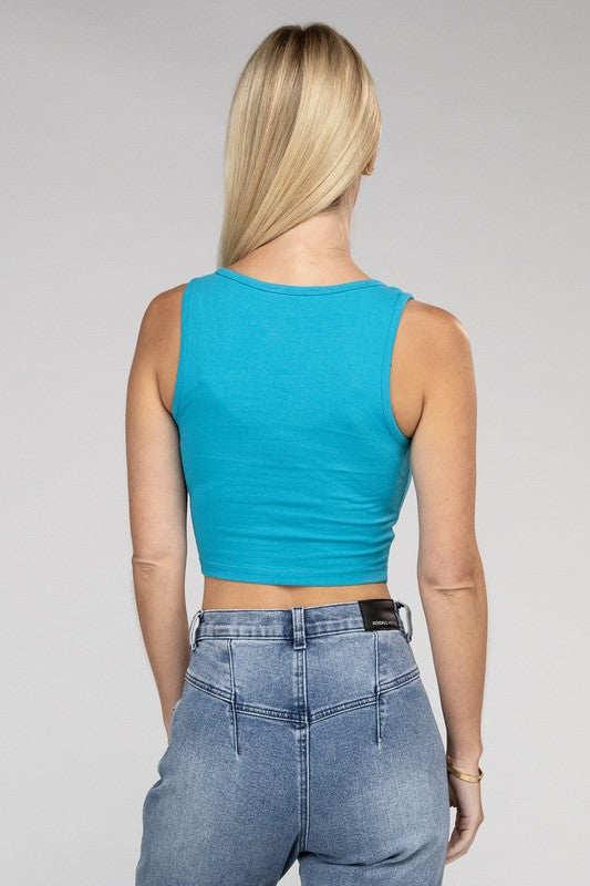 Cotton Square Neck Cropped Cami Top - RARA Boutique 