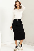 Cargo Midi Skirt with Center Slit at The Back- HYFVE - RARA Boutique 