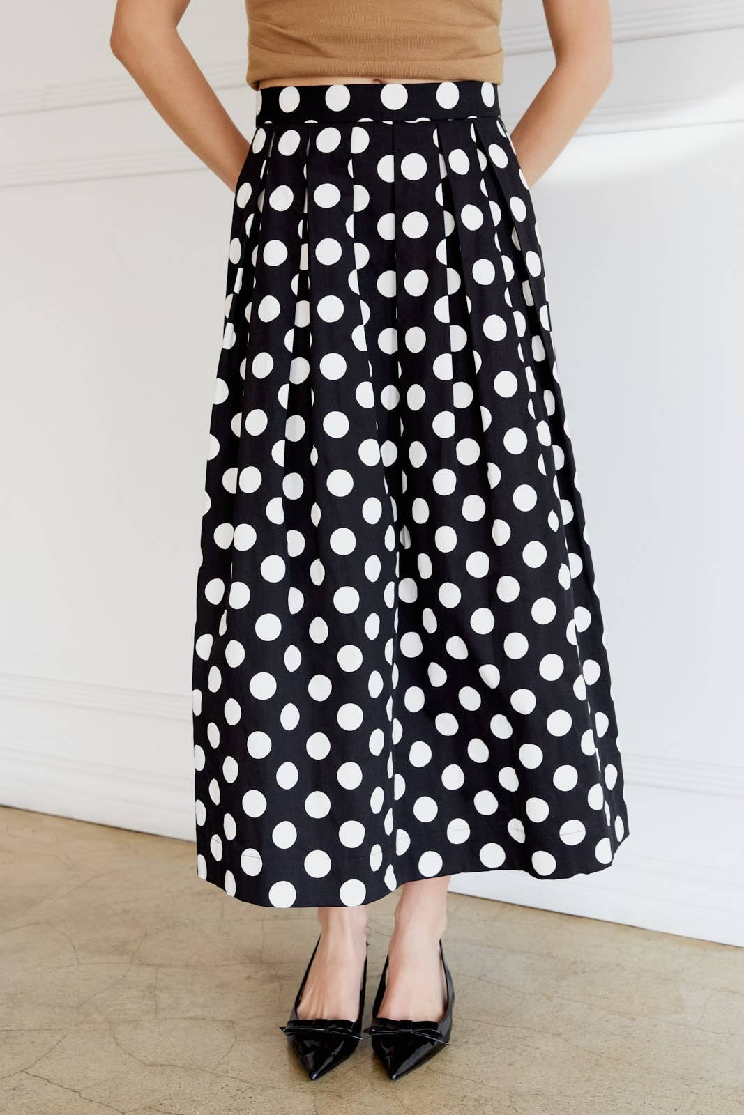 Retro Polka Dot Pleated Circle Midi Skirt - Sunday Edition - RARA Boutique 