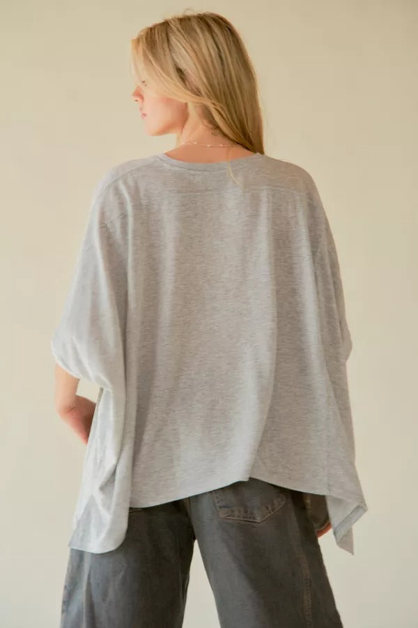 Oversized Drop Shoulder Batwing Sleeve T-Shirt - Davi and Dani - RARA Boutique 