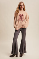 Sequin Bow Western Cowboy Boots Embroidered Sweater - Listicle - RARA Boutique 