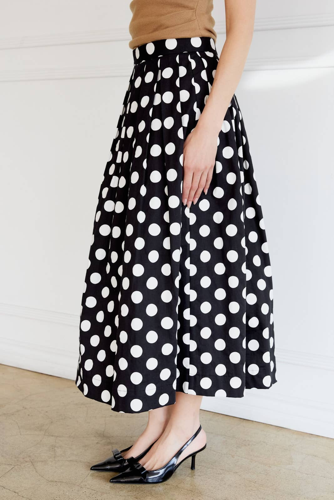 Retro Polka Dot Pleated Circle Midi Skirt - Sunday Edition - RARA Boutique 