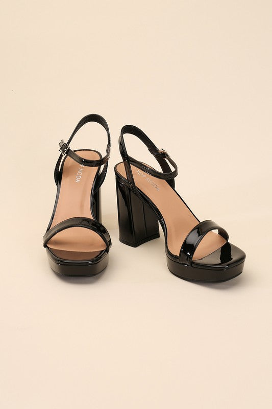 Open Toe Ankle Strap Block Heel - RARA Boutique 