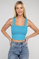 Cotton Square Neck Cropped Cami Top - RARA Boutique 