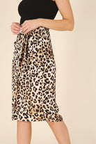 Satin Leopard Print Wrap Skirt - RARA Boutique 