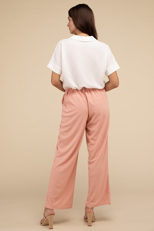 Waffle Trouser Pants with Pockets - RARA Boutique 