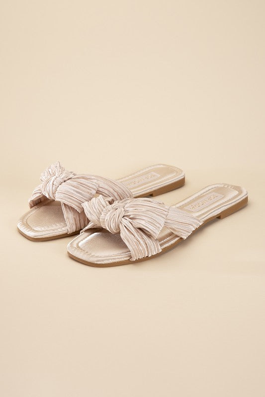 Bow Flat Slides Sandals - RARA Boutique 