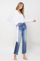 High Rise Jeans With Side Blocking Panel - VERVET by Flying Monkey - RARA Boutique 