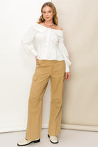 High Waist Cargo Pants with Pockets- HYFVE - RARA Boutique 