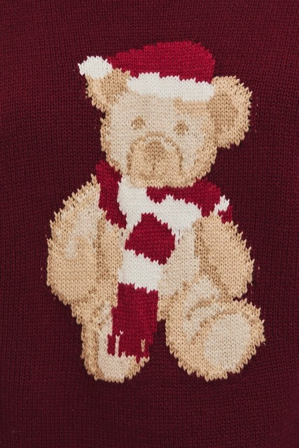 Santa Teddy Bear Long Sleeve Christmas Sweater - Le Lis - RARA Boutique 