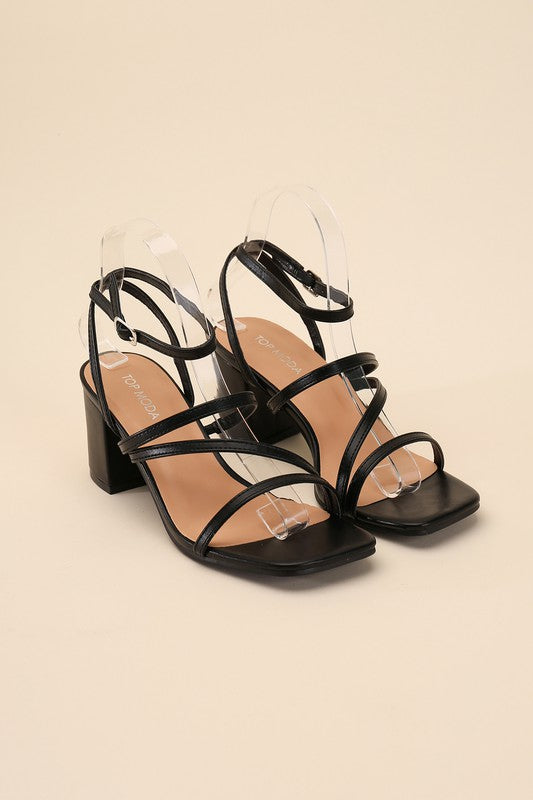 Open Toe  Strappy Low Heel Sandals - RARA Boutique 