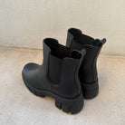 Black Chunky Chelsea Platform Lugged Sole Boots Lug Sole Booties - Rara Boutique 