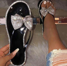 Rhinestone Bow Jelly Flip Flops - Rara Boutique 