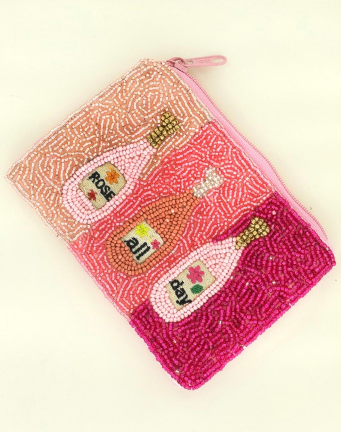 Rose All Day Beaded Coin Purse Zipper Pouch - Rara Boutique 