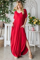 V-Neck Maxi Dress with Dolman Sleeves - RARA Boutique 