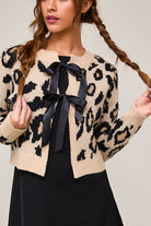 Leopard Print Satin Bow Tie Front Knit Cardigan - Le Lis - RARA Boutique 