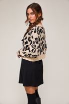 Leopard Print Satin Bow Tie Front Knit Cardigan - Le Lis - RARA Boutique 