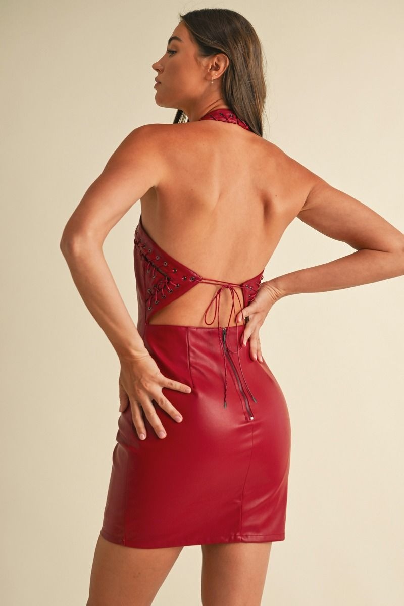 Leather Red Dress EB Luxe - RARA Boutique 