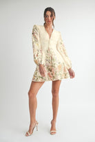 Floral Long Sleeve Mini Dress - RARA Boutique 