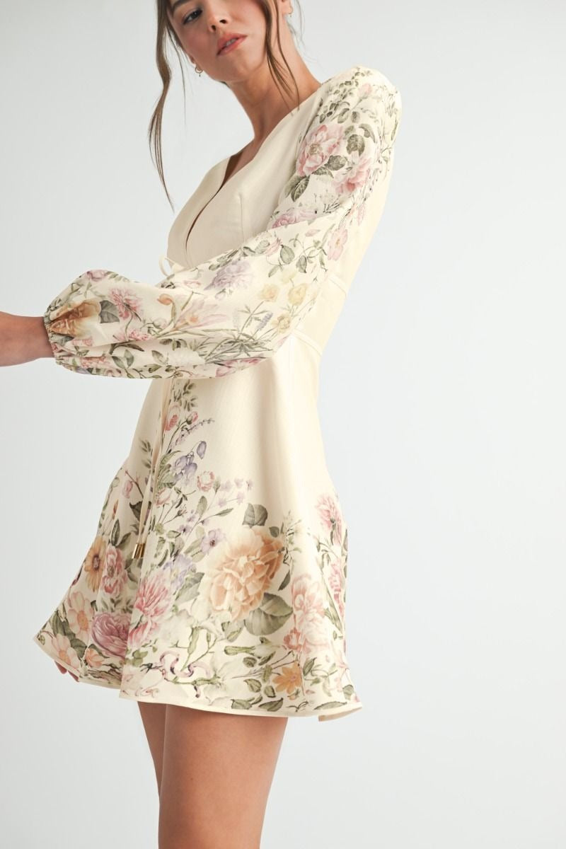 Floral Long Sleeve Mini Dress - RARA Boutique 