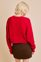 Dolman  Sleeve Cable Knit Cropped Sweater with Pocket - Le Lis - RARA Boutique 