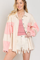 Frayed Edge Color Block Denim Shacket - POL - RARA Boutique 