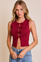 Satin Bow Cutout Knit Tank Top - Le Lis - RARA Boutique 